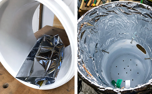 Step six line with mylar how to build a space bucket